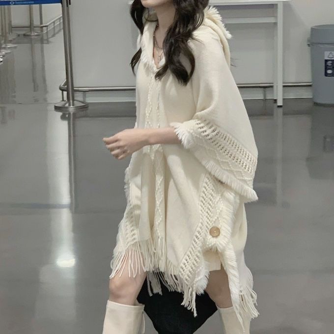 เสื้อถักไหลสไตล์โมริหญิงเดินทางยูนนานต้องมีทุ่งหญ้าเดินทางเสื้อกันหนาวเสื้อสวมหัวเสื้อคลุมคลุมด้วยผ้า