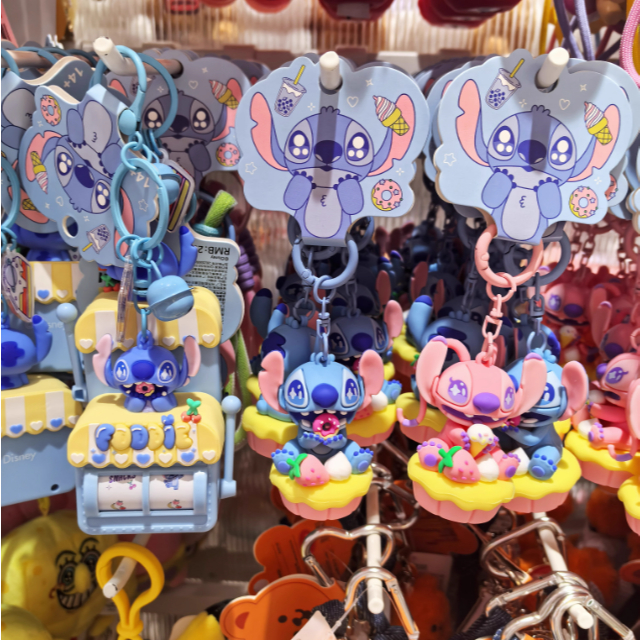 MINISO Stitch Gourmet Party Series Strawberry Tower Angel Lottery Machine จี้กระเป๋าจี้