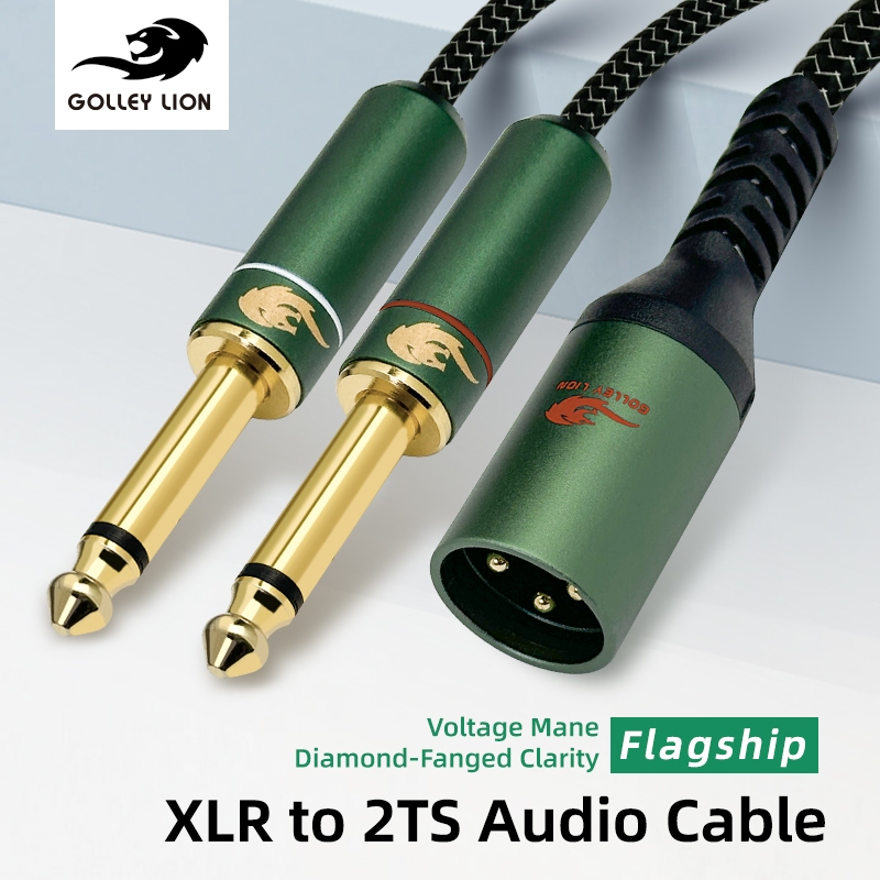 GOLLEY LION XLR ถึง Dual TS 6.35 มม. สายสัญญาณเสียงแยก | การออกแบบที่ถูกโล่ | เครื่องเสียง/อัดเสียงสด