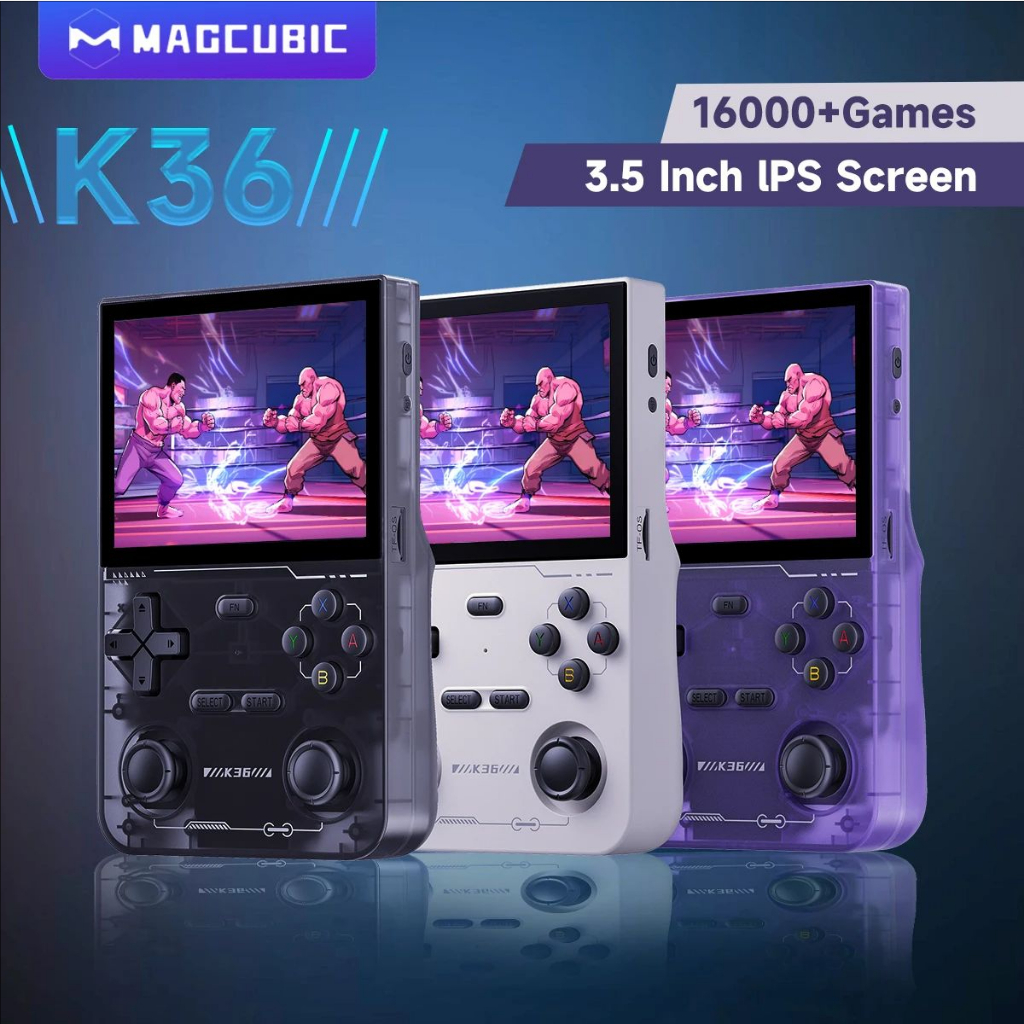 K36 Retro คอนโซลวิดีโอเกมมือถือ 500nit 3.5 นิ้วหน้าจอ IPS 16000 เกม Emulator สําหรับ PS1/PSP/DC/N64/