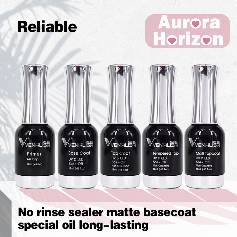 พร้อมส่ง  Venalisa เบส ท็อป primer base coat เคลือบเล็บเจล tempering top coatเบสโค้ท rubber matter topท็อปโคทเล็บ  สีเล็บเจล ปริมาณ 12 ml