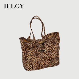 IELGY ผ้าใบผู้หญิงความจุขนาดใหญ่ลําลองเสือดาวพิมพ์กระเป๋าช้อ…