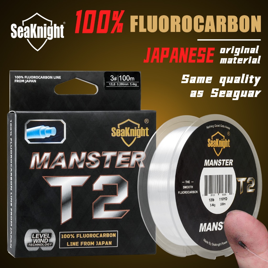 SEAKNIGHT อัศวินทะเล ที2 100% ฟลูออโรคาร์บอนสายการประมง100เมตรญี่ปุ่นวัสดุที่มองไม่เห็นฟลูออโรคาร์บอนผู้นําสายใสตกปลาทะเลน้ําเค็ม 3-35ปอนด์