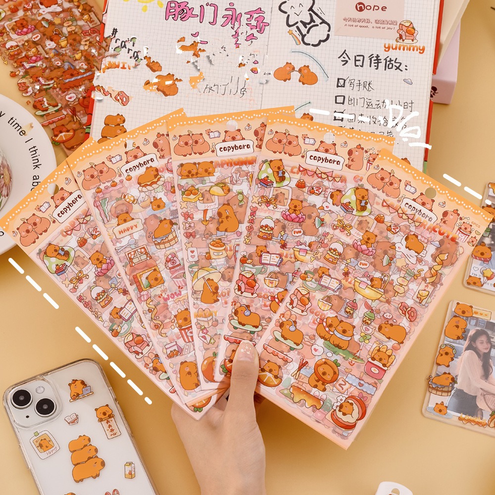 น่ารัก คาปิบาระ แพนด้า สติ๊กเกอร์ รายวัน นักวางแผน ไดอารี่ เครื่องเขียน หนังสือ