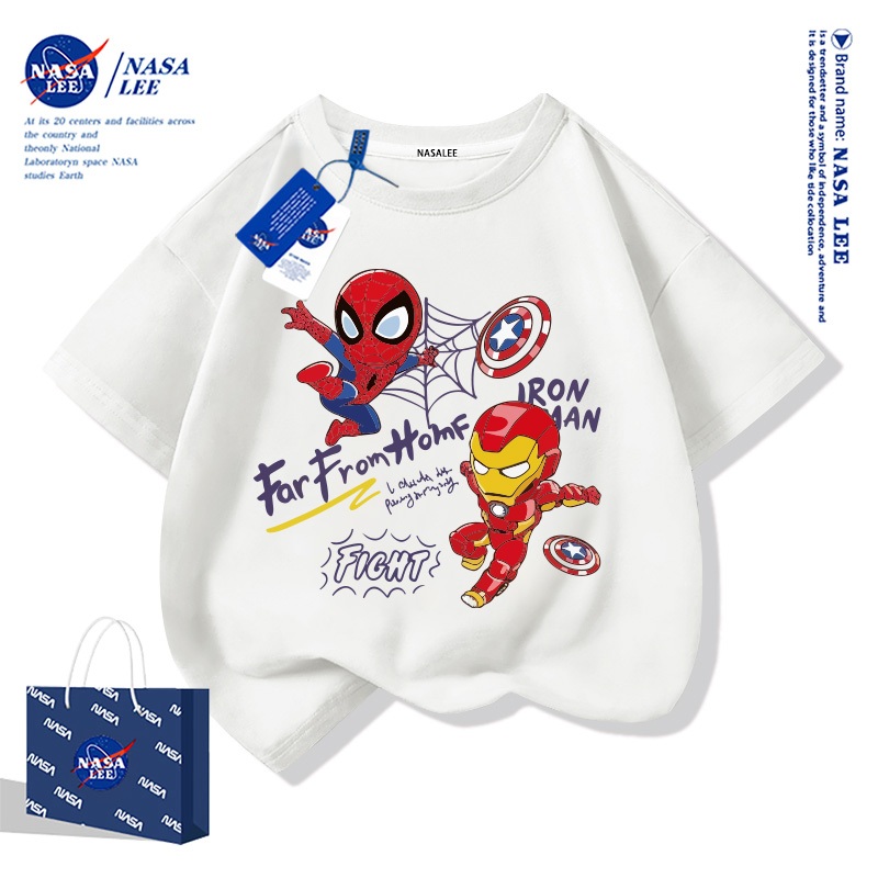 【จัดส่งภายใน 48 ชม.】เสื้อยืดเด็ก NASA แขนสั้น คอต้อน 100% แบบ สีขาว-ดำ ลายทรานส์ฟอร์มเมอร์ส (Transformers) ฤดูร้อน 2025 แฟชั่นเด็กชาย-หญิง