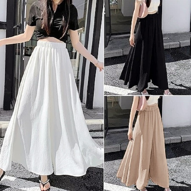 2025 ใหม่หลวมสีขาวผู้หญิงขากว้างเอวสูงลําลองสีทึบ plus size คุณภาพสูง BBT