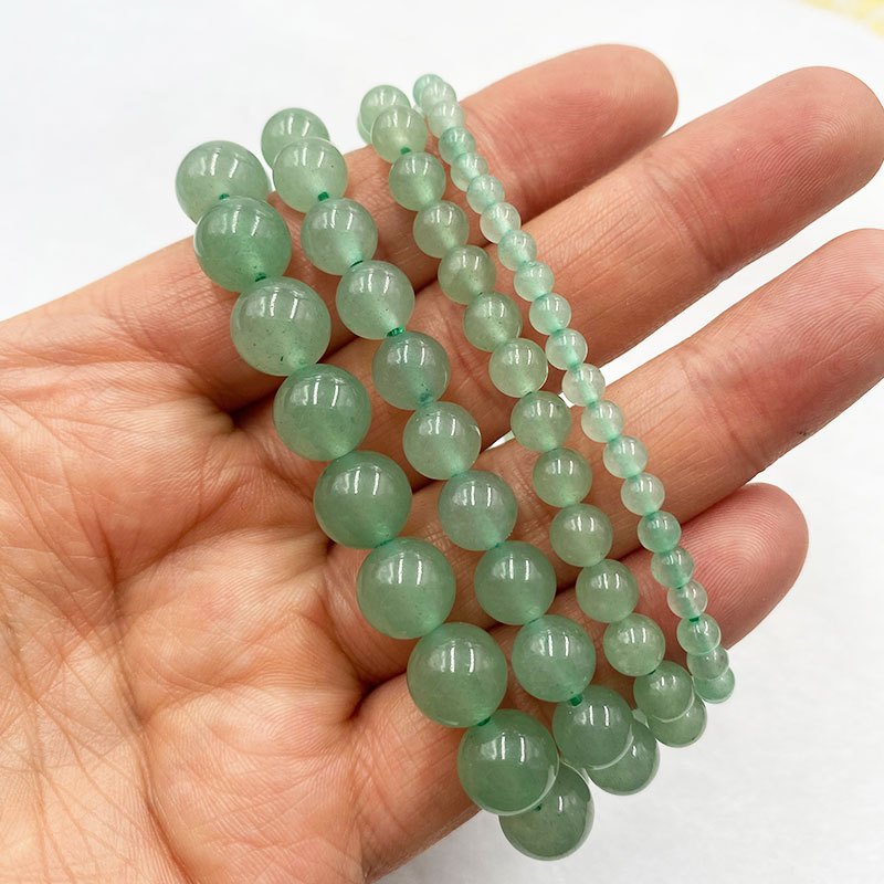 4ขนาดธรรมชาติสีเขียว อาเวนทูรีน สร้อยข้อมือลูกปัดกลม4/6/8/10มิลลิเมตรลูกปัดคริสตัลกําไลข้อมือแฟชั่นเครื่องประดับ