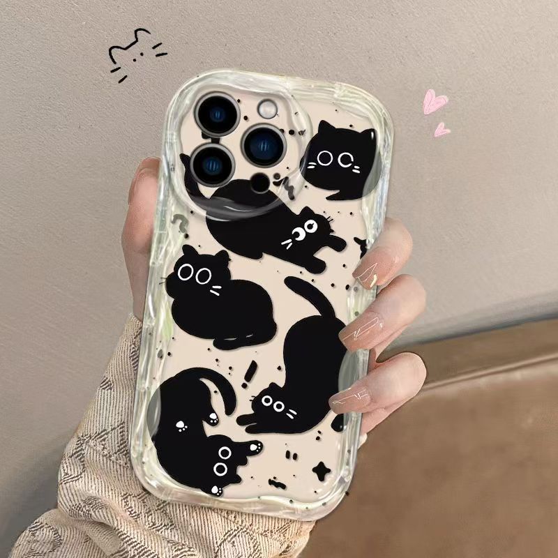 สําหรับ Xiaomi POCO C71 C75 M7 F7 X7 C61 C40 C65 F6 F5 F4 F3 X6 X5 X4 GT X3 NFC M6 M5s M4 M3 Pro ฝาครอบโทรศัพท์แมวดําน่ารัก
