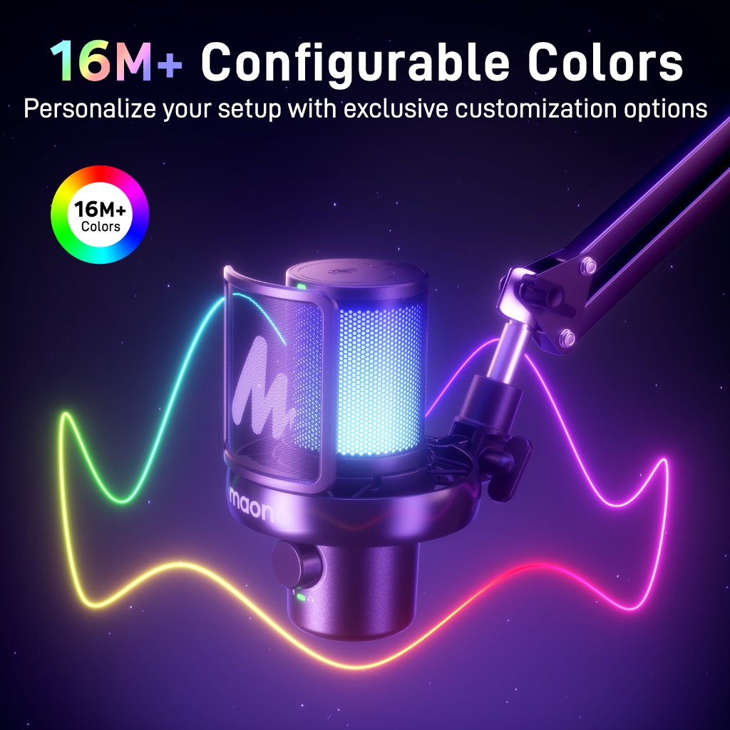 Maono DM40 Pro ไมโครโฟนไร้สายสําหรับเล่นเกมไร้สายไมโครโฟนคอนเดนเซอร์ไมโครโฟน USB AI Gaming Mic พร้อมปุ่มสมาร์ท,ลดเสียงรบกวนและ Maonolink App สําหรับพีซี,สมาร์ทโฟน,Gaming