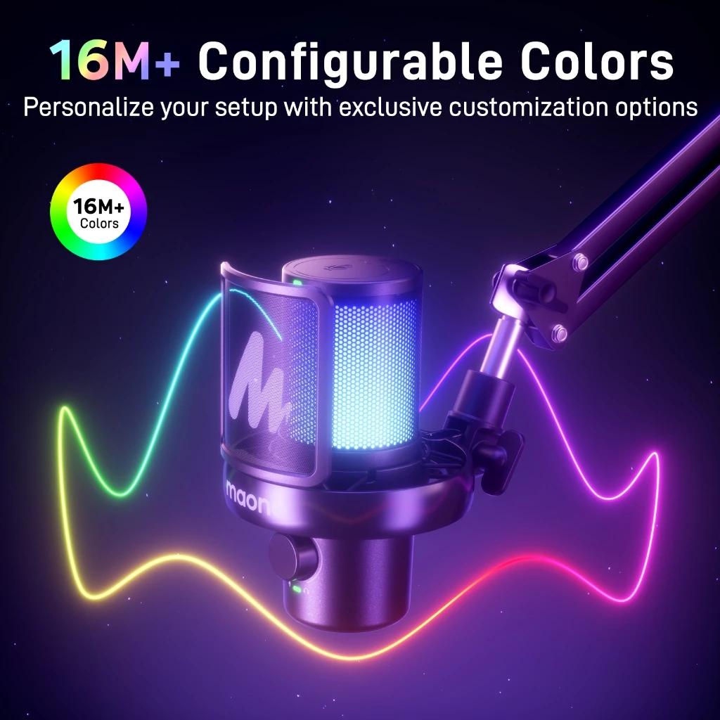 Maono DM40 Pro ไมโครโฟนไร้สายสําหรับเล่นเกมไร้สายไมโครโฟนคอนเดนเซอร์ไมโครโฟน USB AI Gaming Mic พร้อมปุ่มสมาร์ท,ลดเสียงรบกวนและ Maonolink App สําหรับพีซี,สมาร์ทโฟน,Gaming thumbnail 6