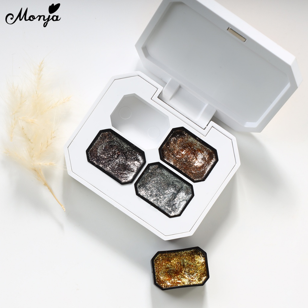 Monja 4 สีเล็บ เจลที่ถอดออกได้ Palette กล่อง แฟลชสะท้อนแสง ภาพวาดเจลวาดประกาย เครื่องมือทําเล็บ