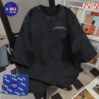 【จัดส่งตลอด 24 ชั่วโมง】🔥NASA ใส่ได้ทั้งชายหญิง เสื้อยืดโอเวอร์ไซส์ย้อนยุคสำหรับผู้หญิงลายพิมพ์ดวงจันทร์คอตตอนแขนสั้นคอวงรุ่นYG963