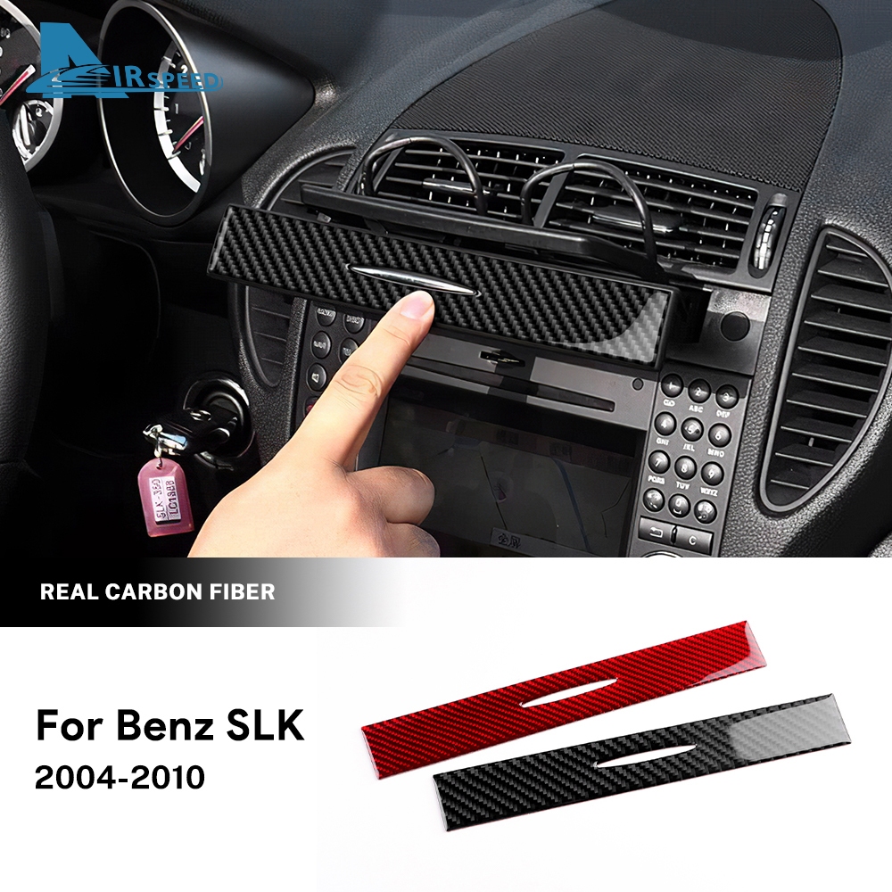 AIRSPEED คาร์บอนไฟเบอร์สําหรับ Benz SLK R171 2004-2010 Central Control สติกเกอร์ตกแต่งอุปกรณ์ตกแต่งภายใน