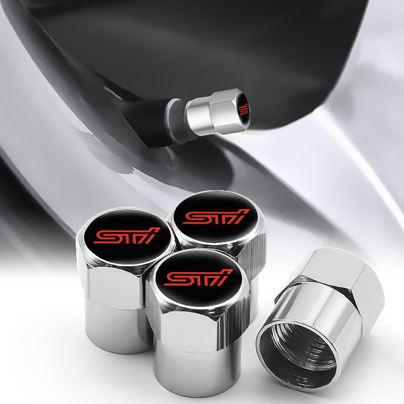 STI 4 ชิ้น/เซ็ตวาล์วรถหมวกป้องกันหมวกสําหรับ Subaru STI WRX BRZ STI กีฬา