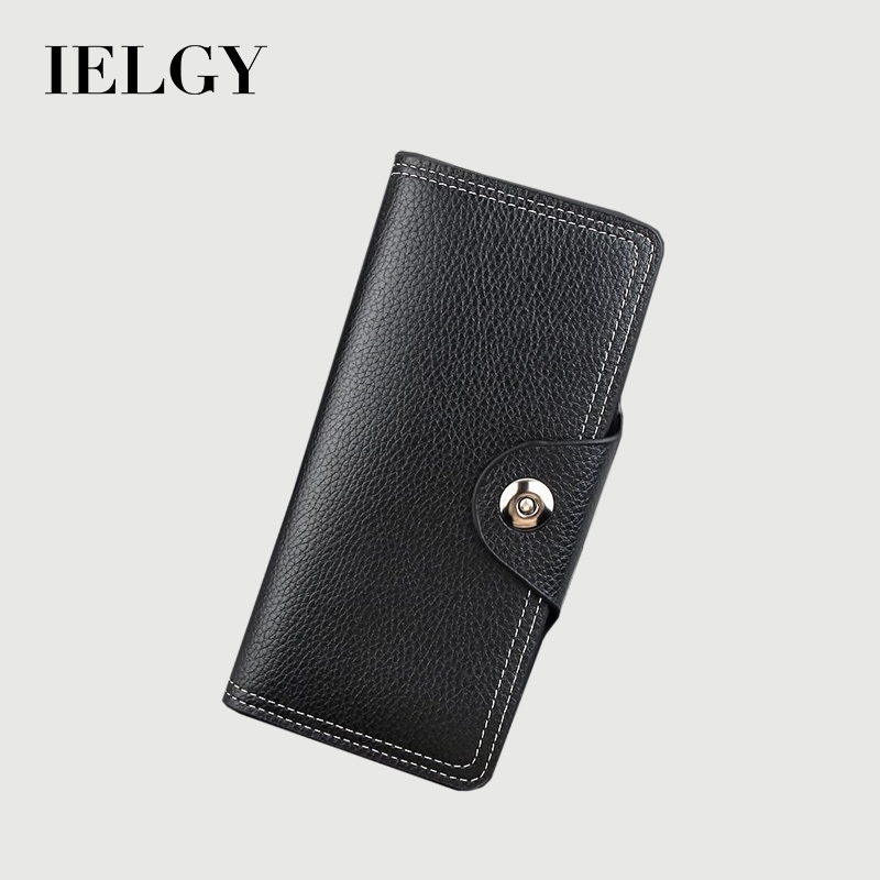 IELGY ใหม่หัวเข็มขัดแม่เหล็กกระเป๋าสตางค์ผู้ชายซิปยาวกระเป๋าสตางค์มัลติฟังก์ชั่นบางเฉียบ