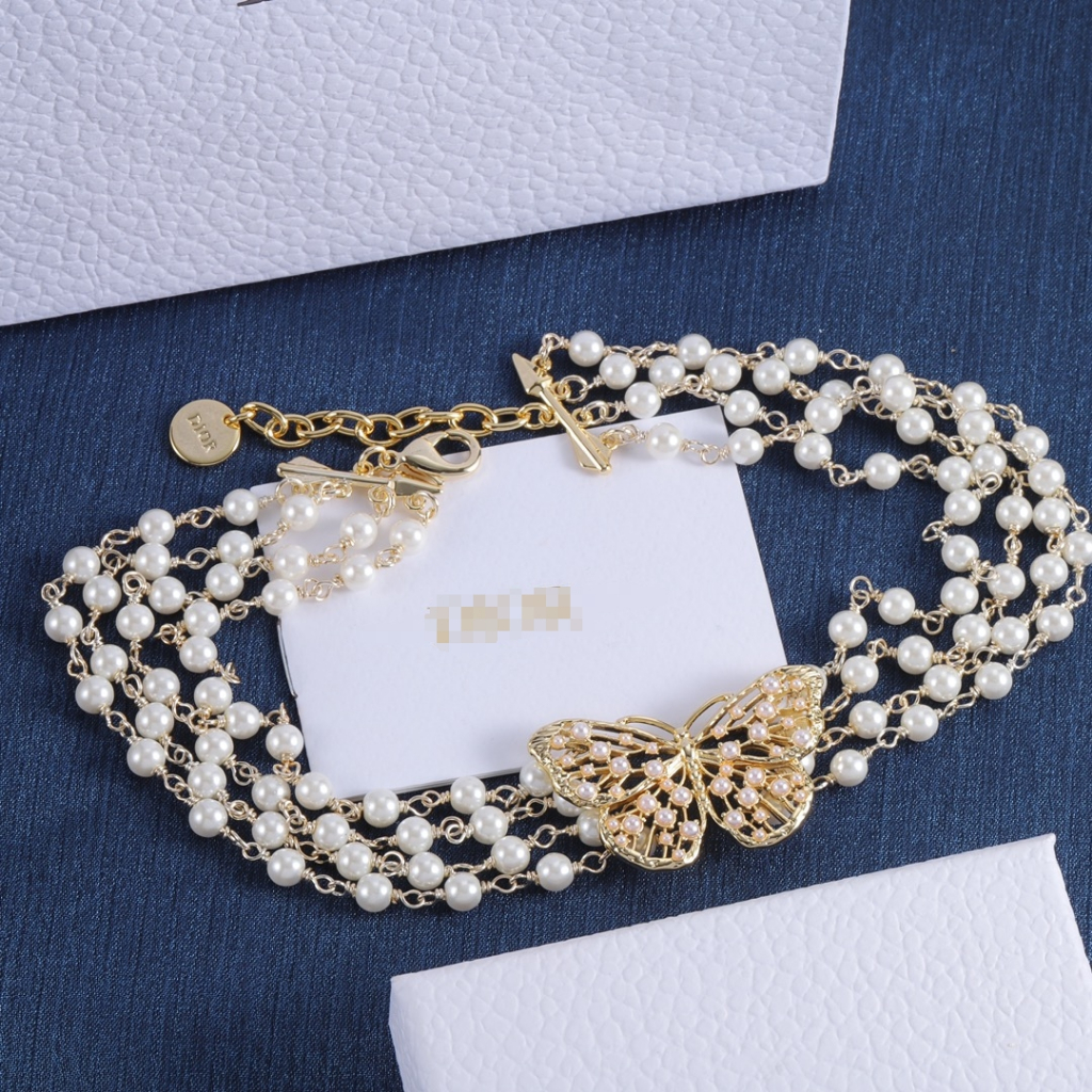 รูปแบบใหม่ของสร้อยคอมุกหลายชั้นหรูหราสําหรับผู้หญิงในสไตล์เกาหลีสร้อยคอปาร์ตี้โนเบิลและโนเบิล