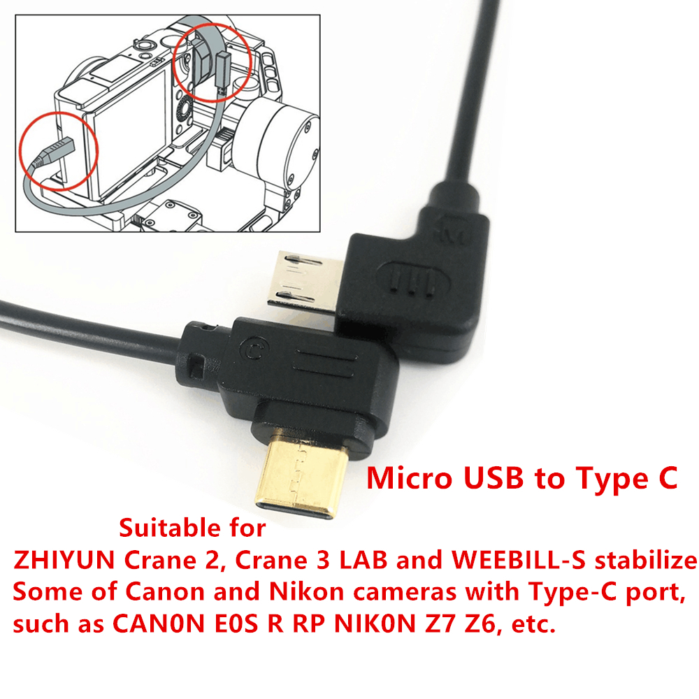 สายควบคุมกล้อง Micro USB เป็น TypeC สําหรับ ZHIYUN Crane 2 3 LAB Weebill-S USB-C