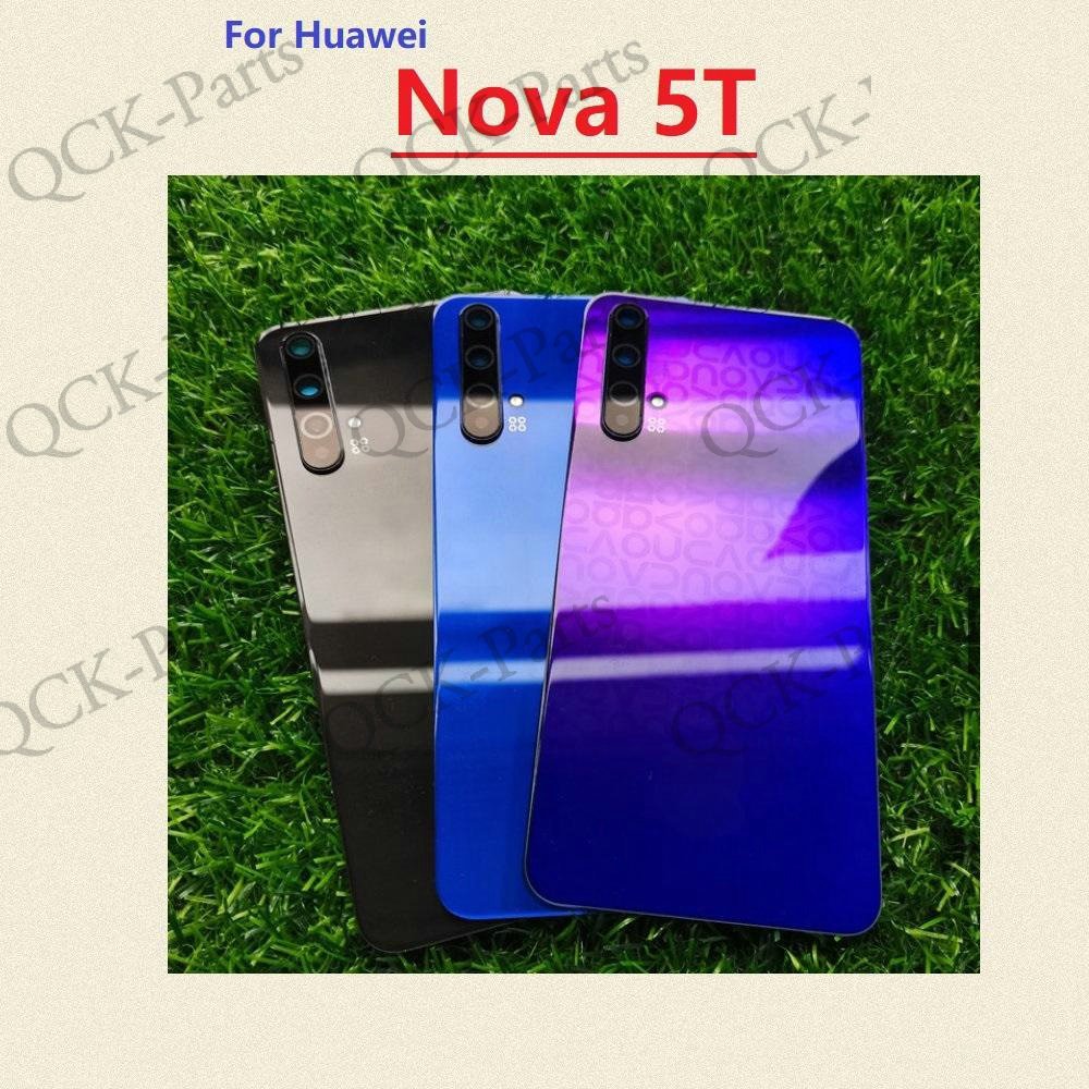 ฝาหลังกระจกสําหรับ Huawei Nova 5T พร้อมเลนส์กล้องเปลี่ยนที่อยู่อาศัยด้านหลัง