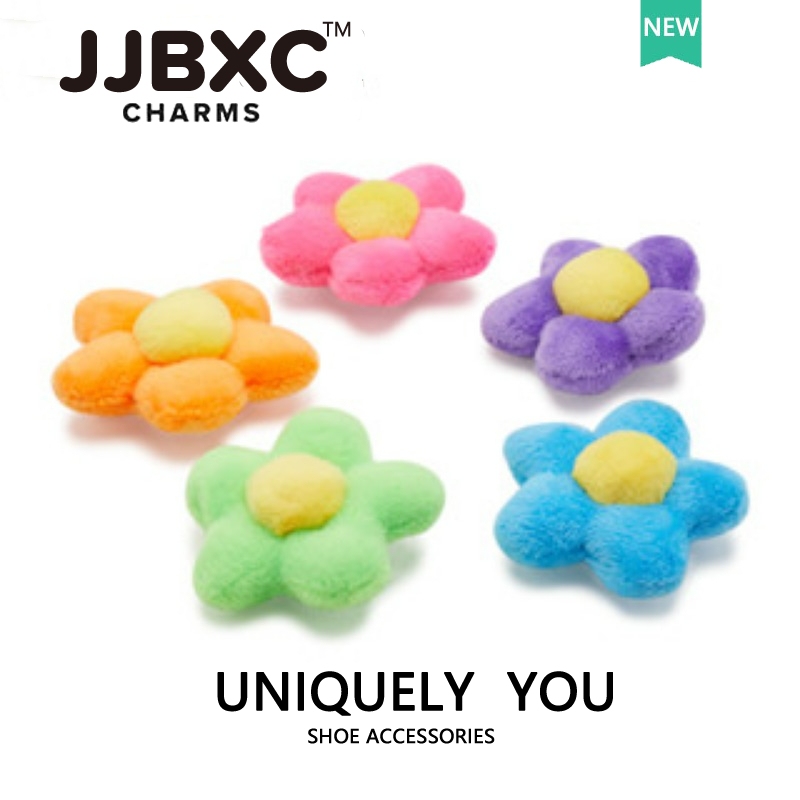 JJBXC ตัวติดรองเท้า charm หัวเข็มขัดตุ๊กตาดอกทานตะวันนุ่มนิ่ม สไตล์น่ารัก อุปกรณ์ตกแต่งรองเท้า
