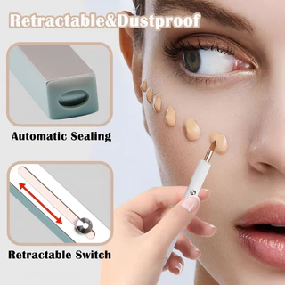 Retractable Dual-ended ลิปสติกแปรงแต่งหน้าลิปกลอสกันฝุ่นแปรงแต่งหน้าอายแชโดว์