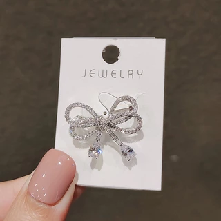 เข็มกลัดโบว์ Pin Bouquet Rhinestone ผ้าพันคอตกแต่งพวงหรีดผ้าเข็มกลัด Pins สําหรับผู้หญิงสาว