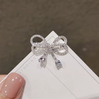 เข็มกลัดโบว์ Pin Bouquet Rhinestone ผ้าพันคอตกแต่งพวงหรีดผ้าเข็มกลัด Pins สําหรับผู้หญิงสาว
