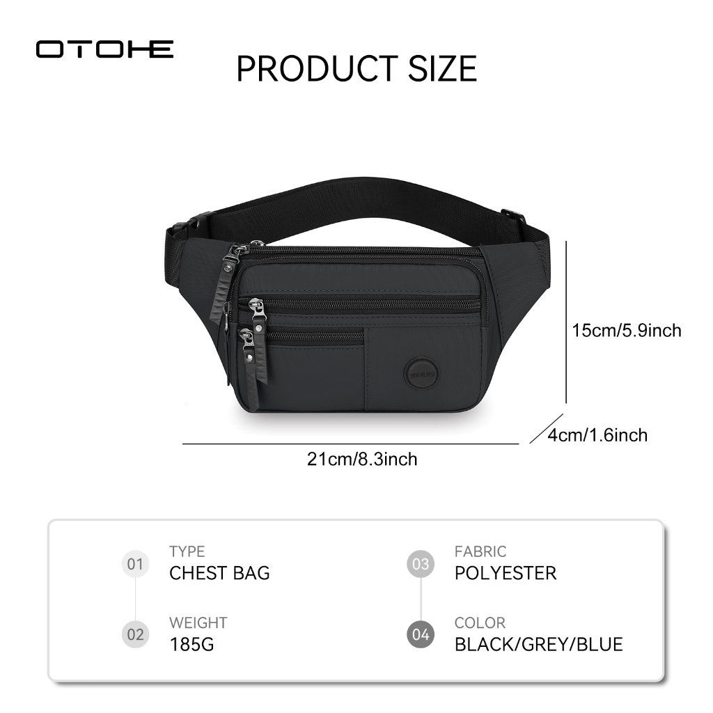 OTOHE กระเป๋าคาดหน้าอก กระเป๋าลำลอง กันน้ำ สำหรับการเดินทางกลางแจ้ง