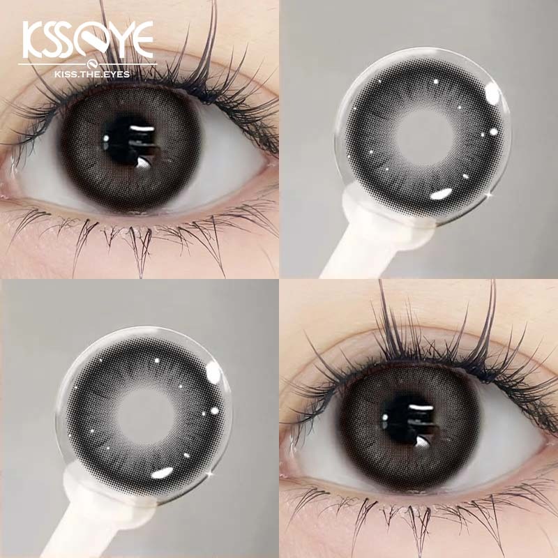 KSSEYE คอนแทคเลนส์ 2 ชิ้น 14.2 มม.สีดําคอนแทคเลนส์นุ่มรายปีใช้เลนส์ความสะดวกสบายตามธรรมชาติพร้อมเคสฟ