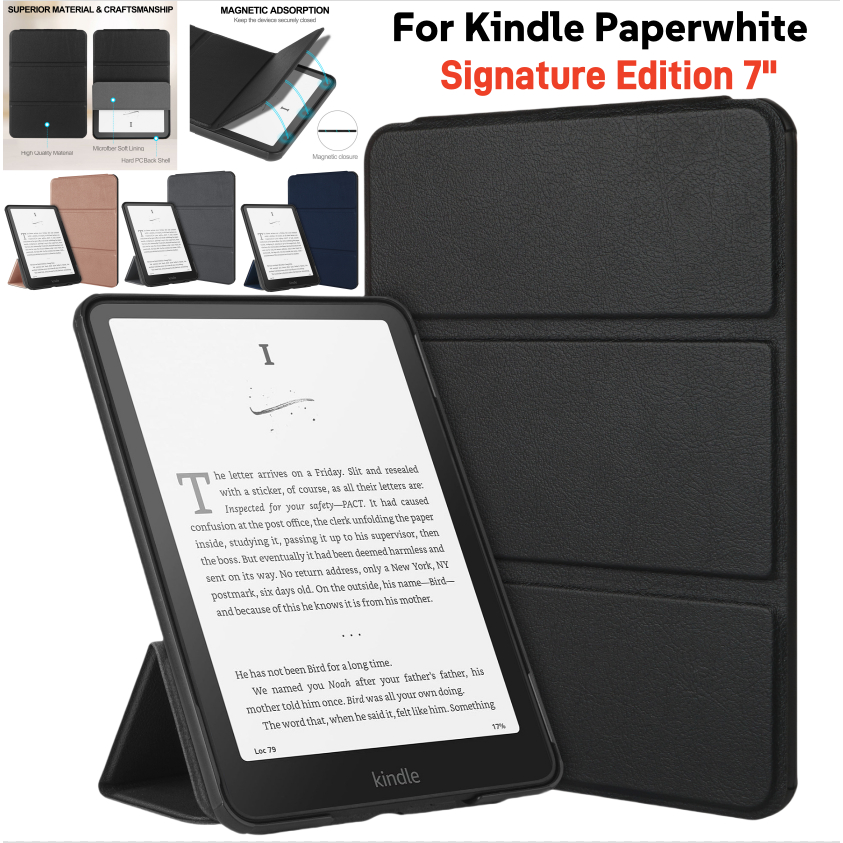 หนัง PU สมาร์ท Auto Sleep/Wake Kindle Paperwhite Signature Edition 12th Generation 7 "2024 E-book SA