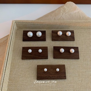 เดรช เข็มเงินต่างหูมุกเทียมฝรั่งเศสย้อนยุคขนาดเล็กที่เรียบง่…