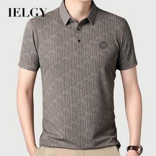 IELGY ธุรกิจลําลองแขนสั้นเสื้อยืดเสื้อโปโลผู้ชายฤดูร้อนบางพิ…