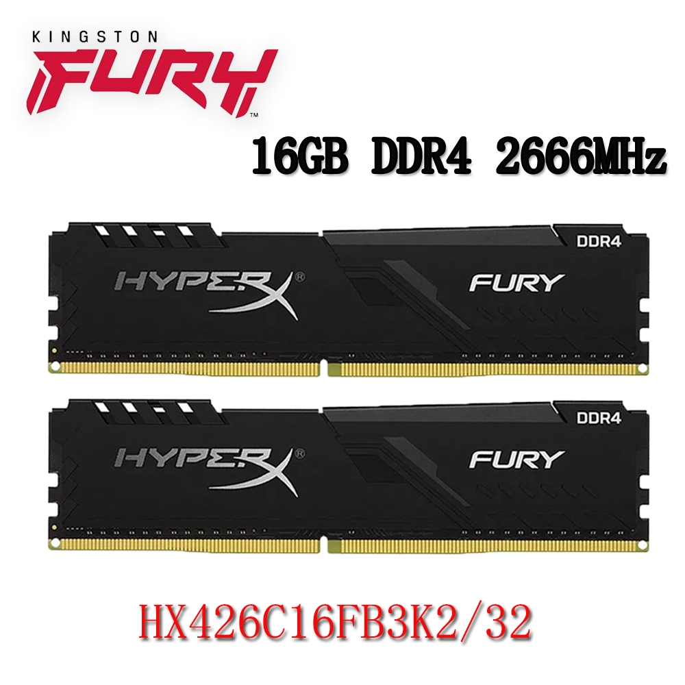 Kingston HyperX Fury DDR4 PC RAM 32GB ชุด 2x 16GB DDR4 2666MHz HX426C16FB3K2/32 หน่วยความจําเดสก์ท็อ