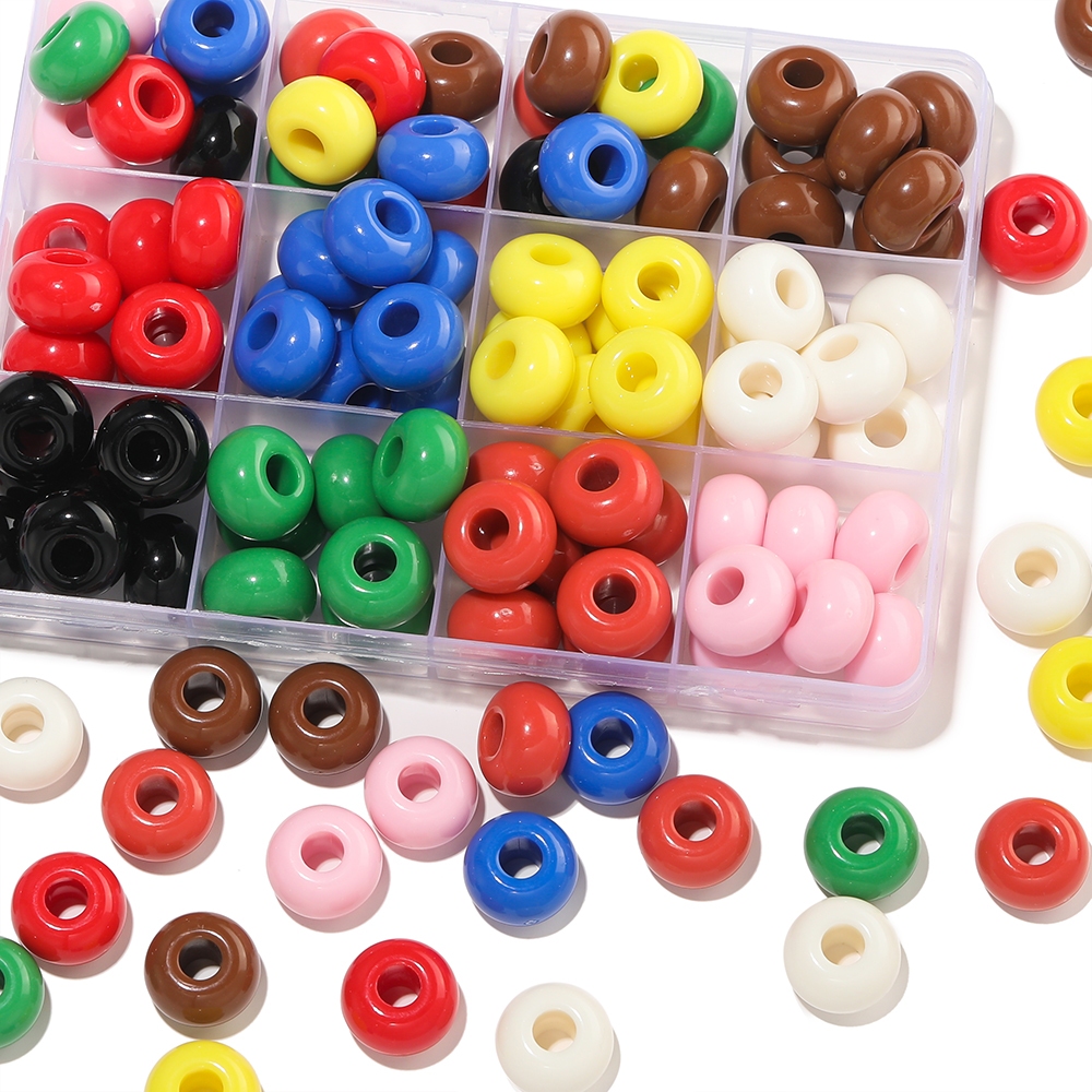 ลูกปัดอะคริลิคแบนกลม 16มม. 10ชิ้น รูใหญ่ สำหรับDIYเครื่องประดับ พวงกุญแจ อุปกรณ์ทำสร้อย