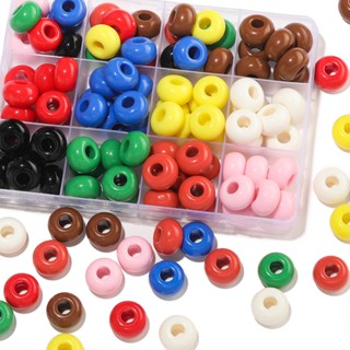 ลูกปัดอะคริลิคแบนกลม 16มม. 10ชิ้น รูใหญ่ สำหรับDIYเครื่องประ…