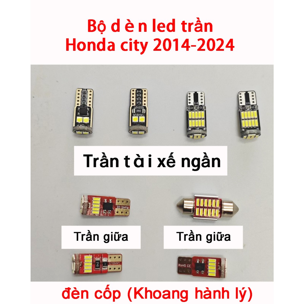 ชุดไฟเพดาน LED Honda City LED โคมไฟเพดาน LED ในร่ม T10 และ 31 มม.LED City Trunk 2012-2020 City 2021-