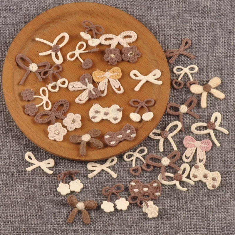 20 ชิ้นMulticolor Bowแพทช์Appliquesสําหรับเสื้อผ้าHairpins DIYอุปกรณ์เสริมเย็บบนอุปกรณ์Handmade Party Decor CP4185