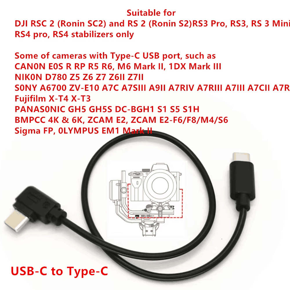 Usb-c ถึง Type-C USB เป ็ น R Multi-Camera ควบคุมสายสําหรับ DJI RS4 RS3 RSC2 Canon EOS R RP R5 R6 Nikon Z5 Z6 Z7 II Sony A7C A7SIII