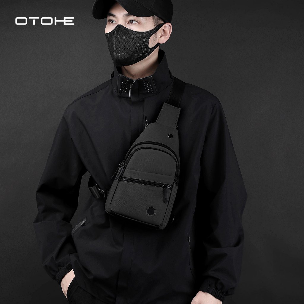 OTOHE กระเป๋าคาดหน้าอกสำหรับผู้ชาย ความจุขนาดใหญ่ กระเป๋าลำลอง
