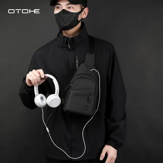 OTOHE กระเป๋าคาดหน้าอกสำหรับผู้ชาย ความจุขนาดใหญ่ กระเป๋าลำลอง