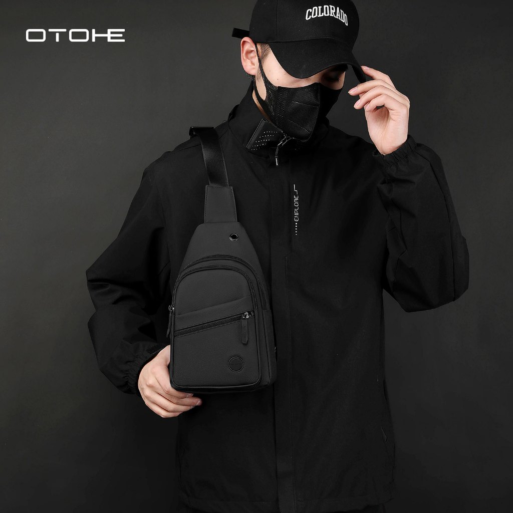 OTOHE กระเป๋าคาดหน้าอกสำหรับผู้ชาย ความจุขนาดใหญ่ กระเป๋าลำลอง