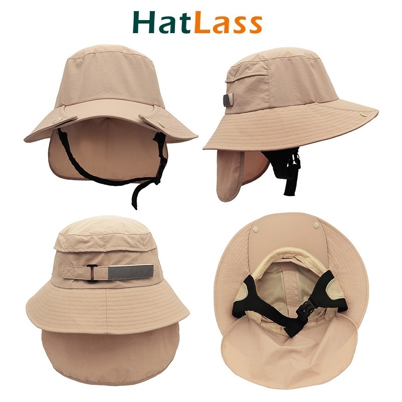 HatLass Bucket Cap Windproof Surfing Cycling Hat Anti-UV Breathable หมวกชาวประมง