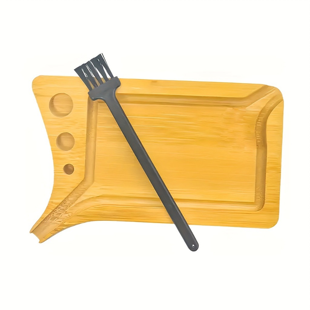 Mini Bamboo Wood Rolling Tray ถาดไม้ไผ่ธรรมชาติ ขนาดเล็ก แบบพกพา พร้อมที่วางกรวย อเนกประสงค์