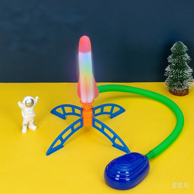 เท้าเที่ยวบินจรวดขนาดเล็กฟองน้ําวัสดุนุ่ม LED Luminous Ejection เครื่องบิน UFO ของเล่นเด็กกลางแจ้ง