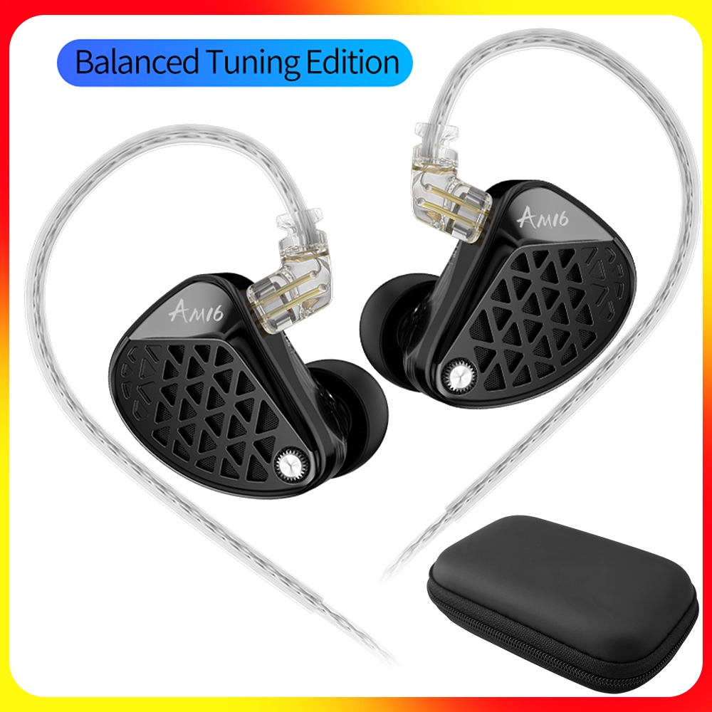 FAAEAL KZ AM16 หูฟังเพลง PU กรณี Professional DJ Monitor สําหรับ Audiophiles 16BA Driver Matrix HiFi