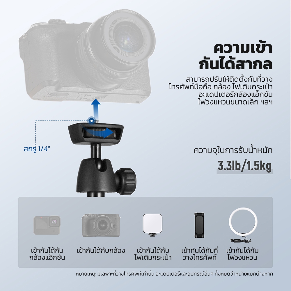 Neewer TS05 Selfie Stick ไม้เซลฟี่ ขาตั้งกล้อง สําหรับเดินทาง โทรศัพท์และกล้องพร้อมรีโมทบลูทูธ 1.65 ม. ต่อไฟเซลฟี่ ไลฟ์สด