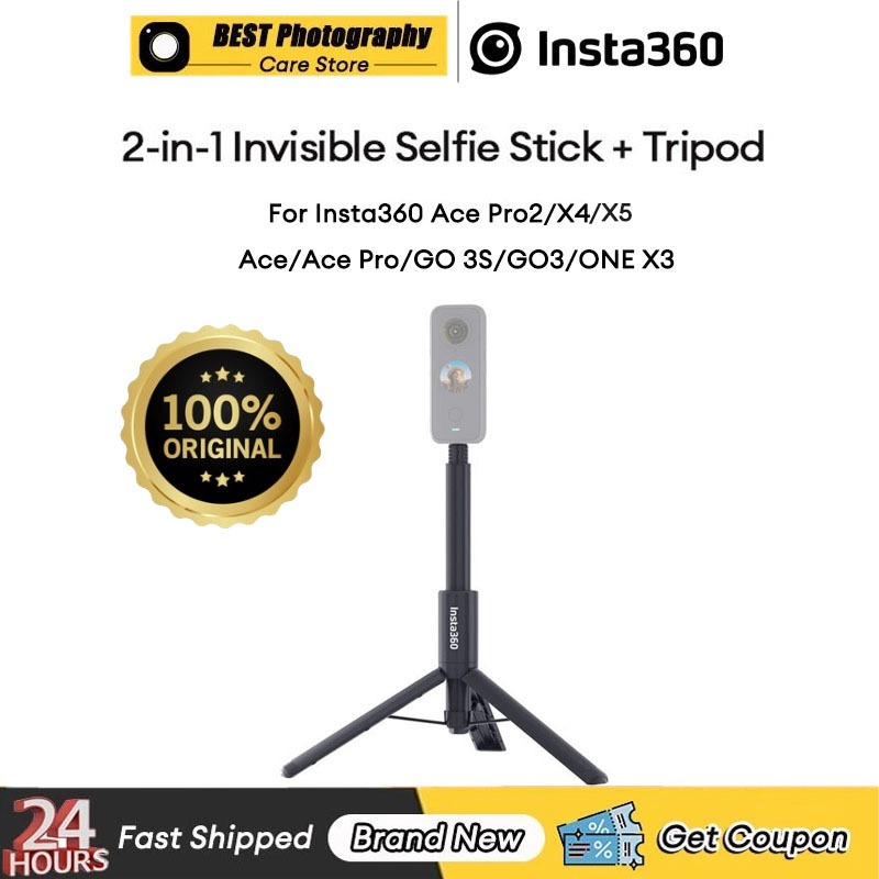 【🇹🇭 กรุงเทพฯ】Original Insta360 2-in-1 105cm Invisible Selfie Stick + Tripod for Insta360 Luna Ultra/X4 Air/GO Ultra/X5/Ace Pro/Ace Pro 2/X3/X4/GO 3/GO 3S