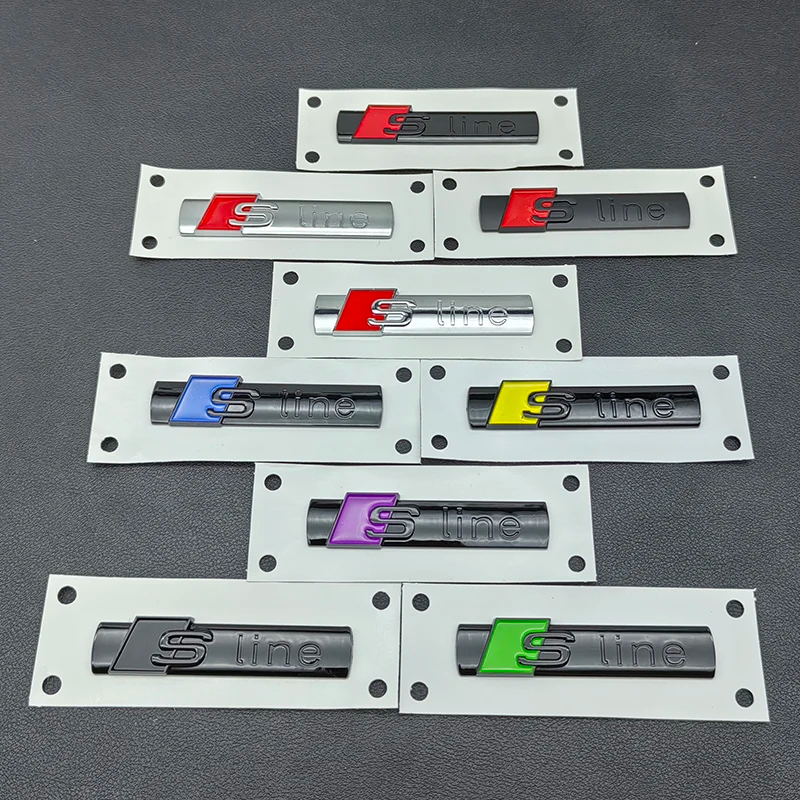 3D ABS โลโก้ S Line Badge รถ Fender ด้านข้างสติกเกอร์สัญลักษณ์สําหรับ Audi Sline A1 A3 A4 A5 A6 A7 A