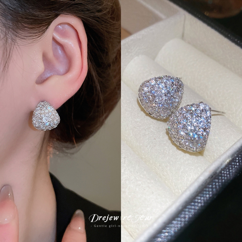 DREJEW 925 เงินเข็มZircon water drop Doudouต่างหูผู้หญิงซอกประณีตออกแบบแฟชั่นต่างหูหรูหราต่างหูระดับไฮเอนด์