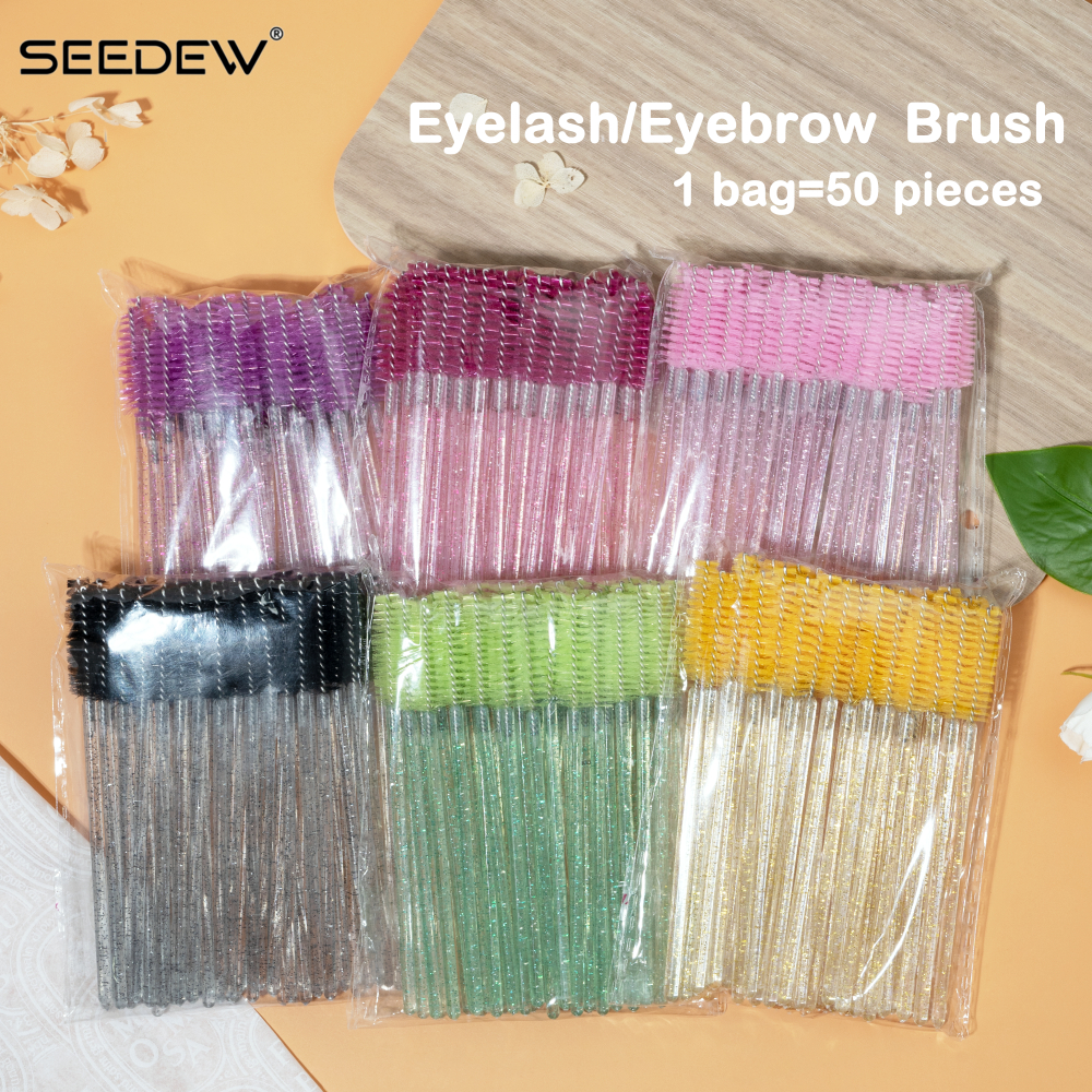 SEEDEW 50 ชิ้นคริสตัล Rod แบบพกพาคิ้ว/แปรงขนตาขนตา Grafting เครื่องมือความงาม