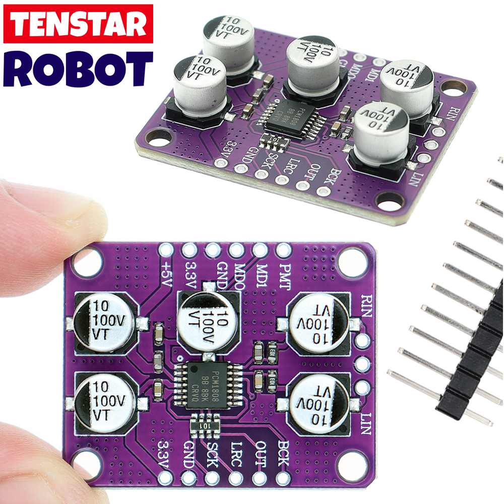 TENSTAR PCM1808 105dB SNR เสียงสเตอริโอ ADC Single-Ended Analog-Input ถอดรหัส 24bit เครื่องขยายเสียงบอร์ดเครื่องเล่นโมดูล